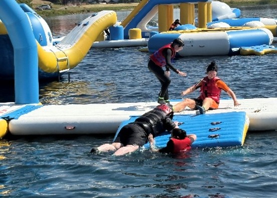 Inflatable course on water